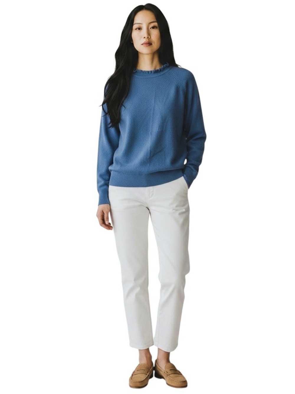 MURRAY BROTHERS *VINTAGE* Wool Ruffle Neck Sweater in Cornflower Blue - Picture 2 of 8